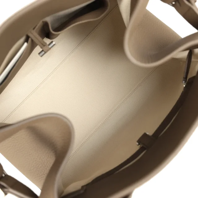 The Row Soft Margaux 12 Bag Smoked Taupe Calfskin Silver Hardware in Taupe Calfskin from Madison Avenue Couture, photo 9 of 12