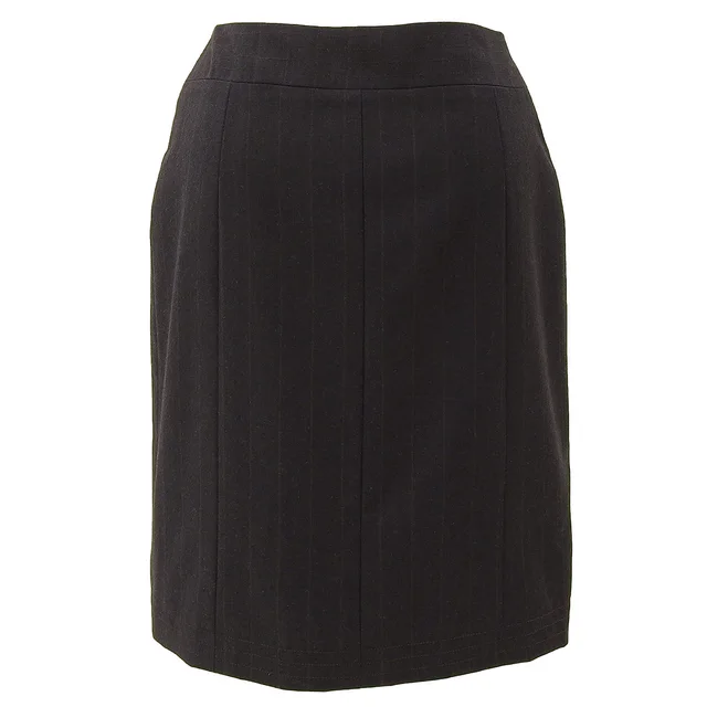 Chanel 2001 Wool CC Mark Button Stripe Pattern Skirt #38 Brown in Brown Wool from VINTAGE QOO TOKYO, photo 2 of 2