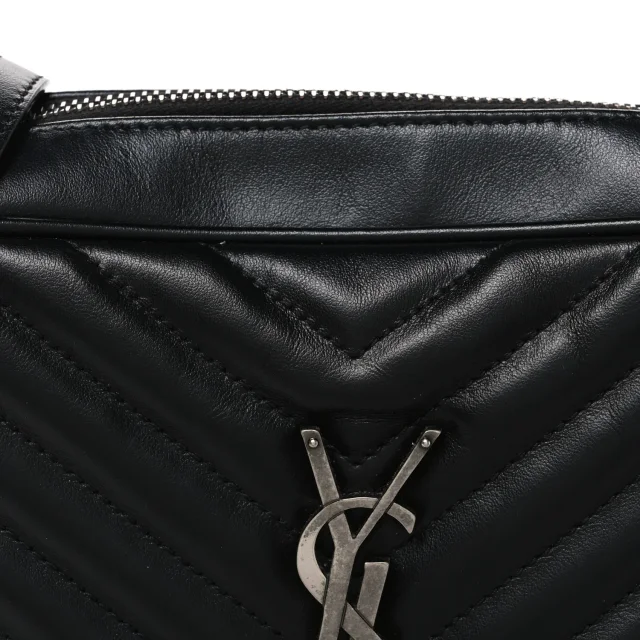 Saint Laurent Matelasse Monogram Lou Camera Bag Black in Black Calfskin from FASHIONPHILE, photo 8 of 10