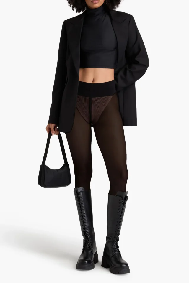 Rick Owens Ribbed Cashmere-Blend Two-Tone Shorts, photo 2 of 4 from THE OUTNET
