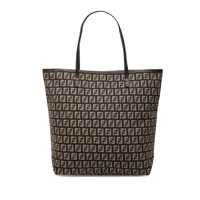 Brown Fendi Zucchino Canvas Tote in Brown Canvas from Designer Revival