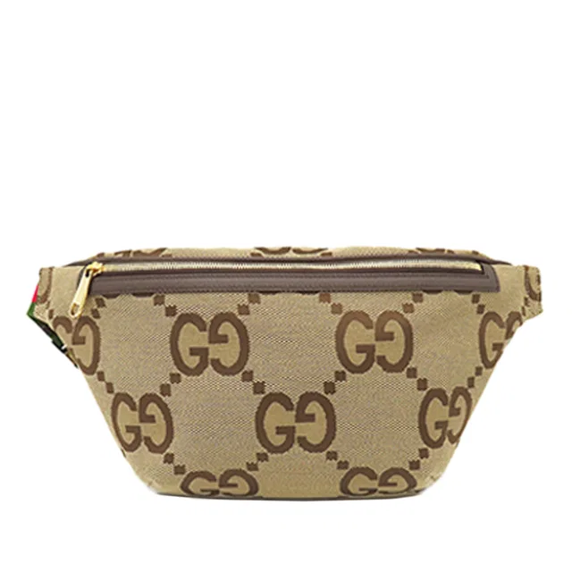 Beige Gucci Jumbo GG Canvas Web Belt Bag in Beige Canvas from Designer Revival