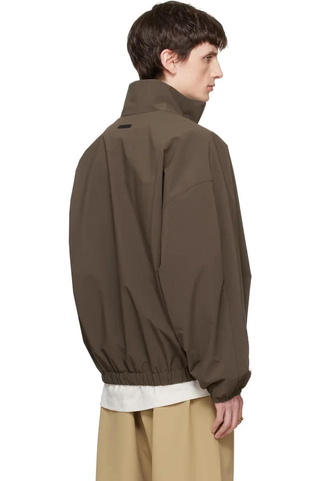 Fear of God ESSENTIALS Brown Active Trace Half Zip Track Jacket, photo 3 of 3 from SSENSE