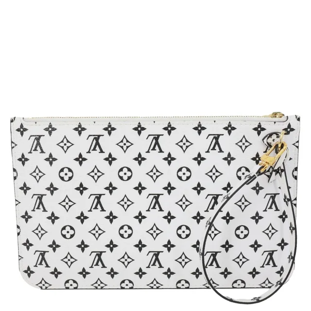 Louis Vuitton Neverfull Pochette Monogram Canvas Wristlet White in White Coated canvas from Dallas Designer Handbags