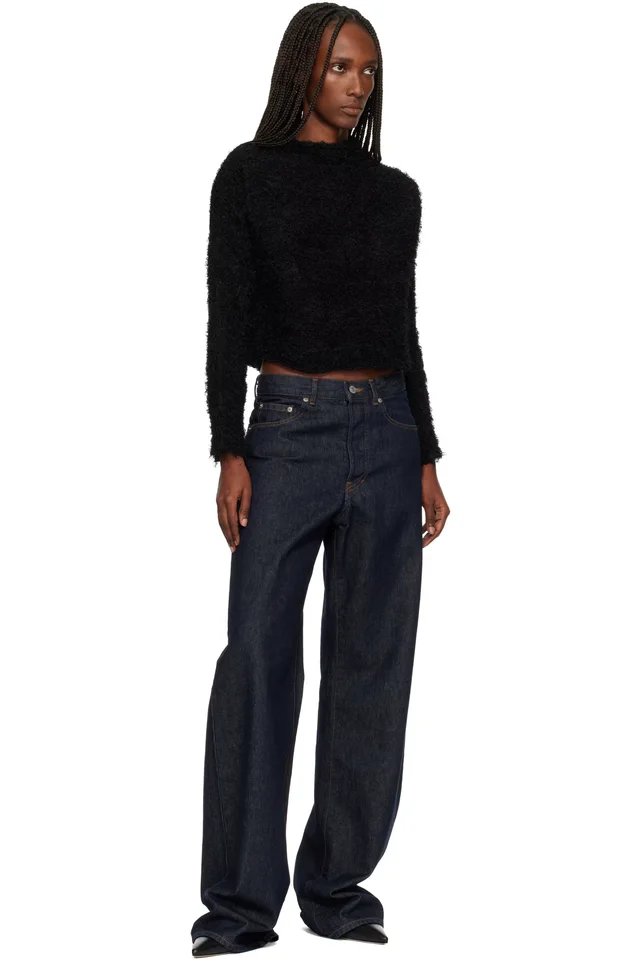 ISSEY MIYAKE Black Shifted Fuzzy Pleats Sweater, photo 4 of 4 from SSENSE