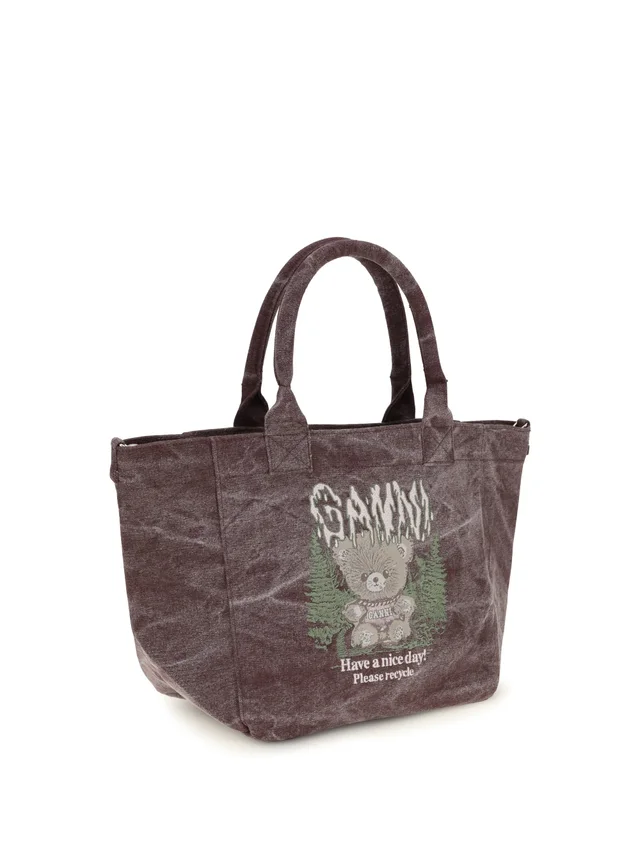 GANNI Soft Teddy-Effect Cotton Tote Bag — Brown in Brown from HEWI, photo 2 of 2