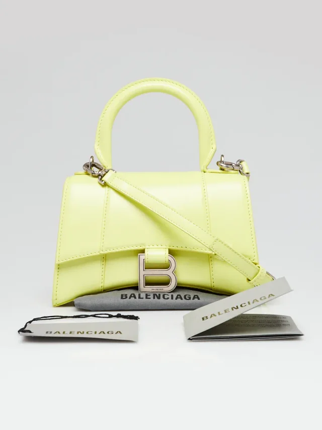 Balenciaga Smooth Leather Hourglass XS Top Handle Bag in Yellow Leather from Yoogis, photo 14 of 14