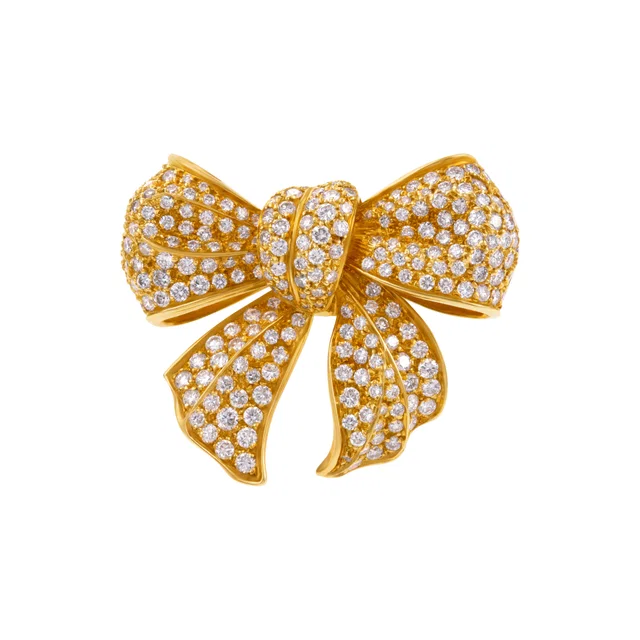 Chanel diamond bow broach in 18K gold in Gold Yellow Gold from Gray And Sons