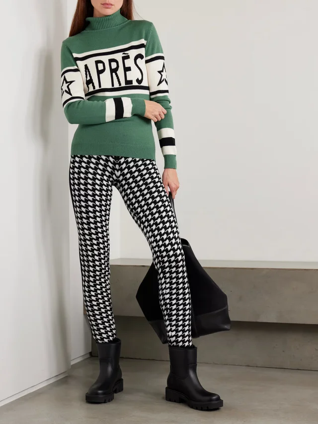 PERFECT MOMENT Houndstooth merino wool leggings in Black, photo 2 of 2 from NET-A-PORTER (Canada)