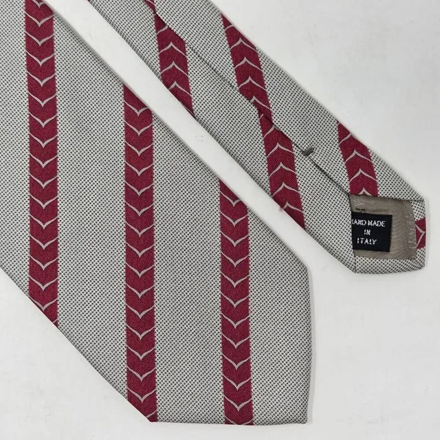 Giorgio Armani Silk Tie Gray Red Textured Chevron Stripe Italy 3.75" X 59" in gray Silk from Poshmark