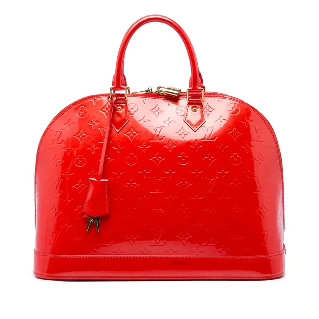 Red Louis Vuitton Monogram Vernis Alma GM Handbag in Red Leather from Designer Revival