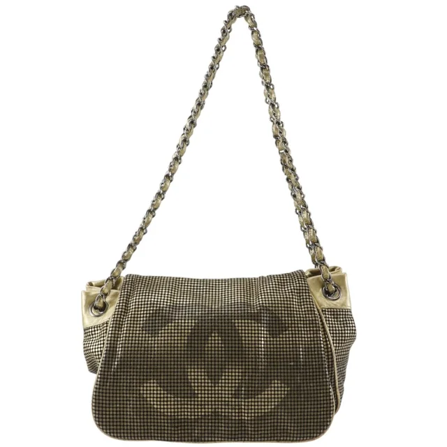 Chanel Hollywood Accordion Flap Leather Gold Shoulder Bag in Gold Leather from The Reluxe