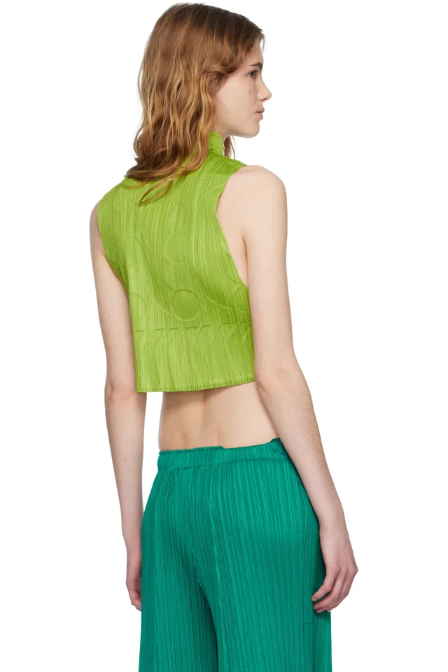 PLEATS PLEASE ISSEY MIYAKE Green Tune Top, photo 3 of 4 from SSENSE