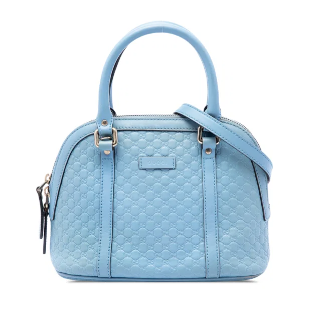 Blue Gucci Mini Microguccissima Dome Satchel in Blue Leather from Designer Revival