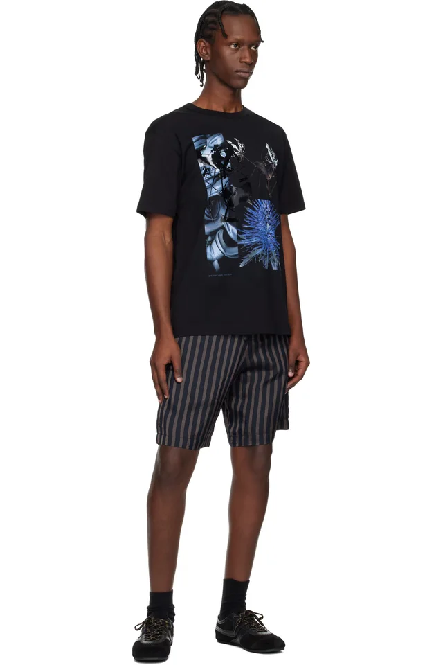 Dries Van Noten Navy Cupro Shorts, photo 4 of 4 from SSENSE