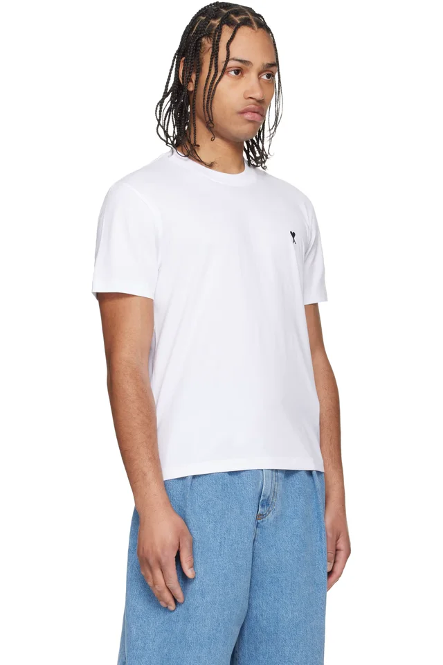 AMI Paris White Cotton Ami de Coeur T-shirt, photo 2 of 4 from SSENSE
