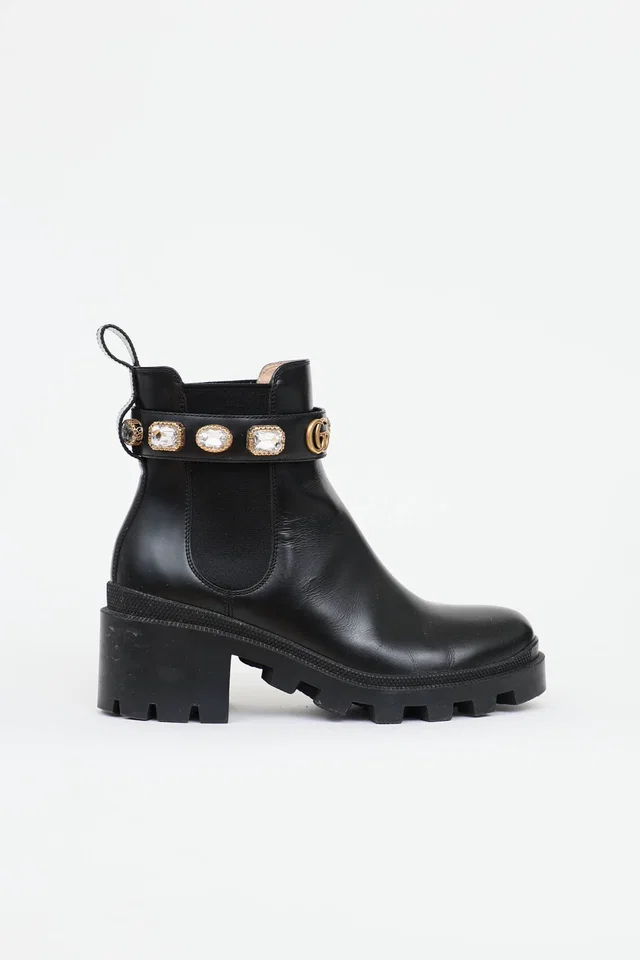 Gucci Crystal Trip Chelsea Boot in Leather from VSP Consignment