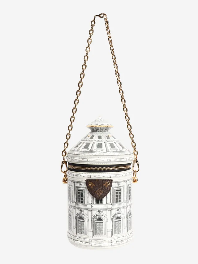 Louis Vuitton White Fornisetti Architettura Cannes Vase bag in White Leather from Sign of the Times