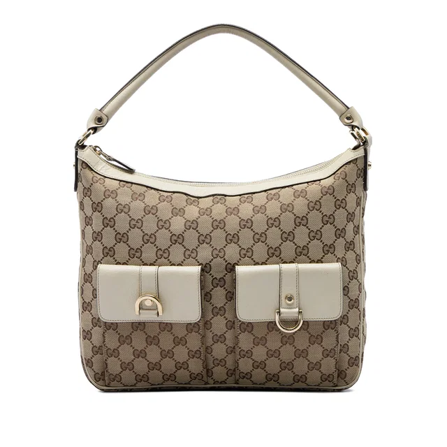 Beige Gucci GG Canvas Abbey D Ring Handbag in Beige Canvas from Designer Revival
