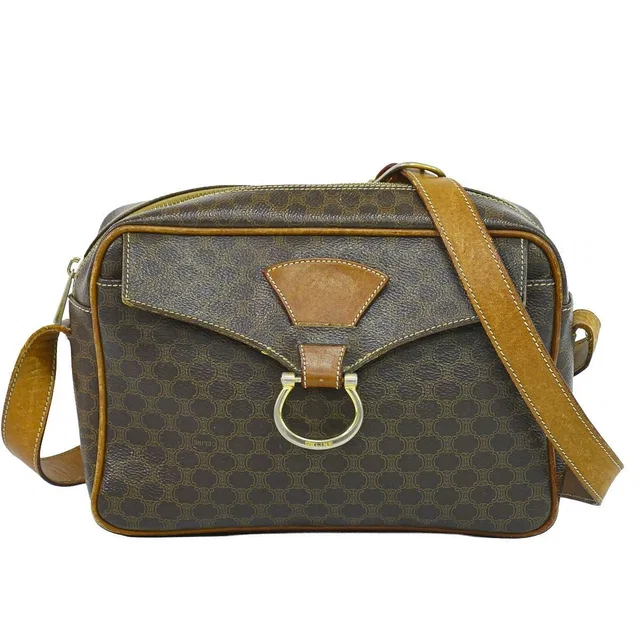 Celine Macadam Shoulder Bag Pochette Brown in Brown Leather from The Reluxe