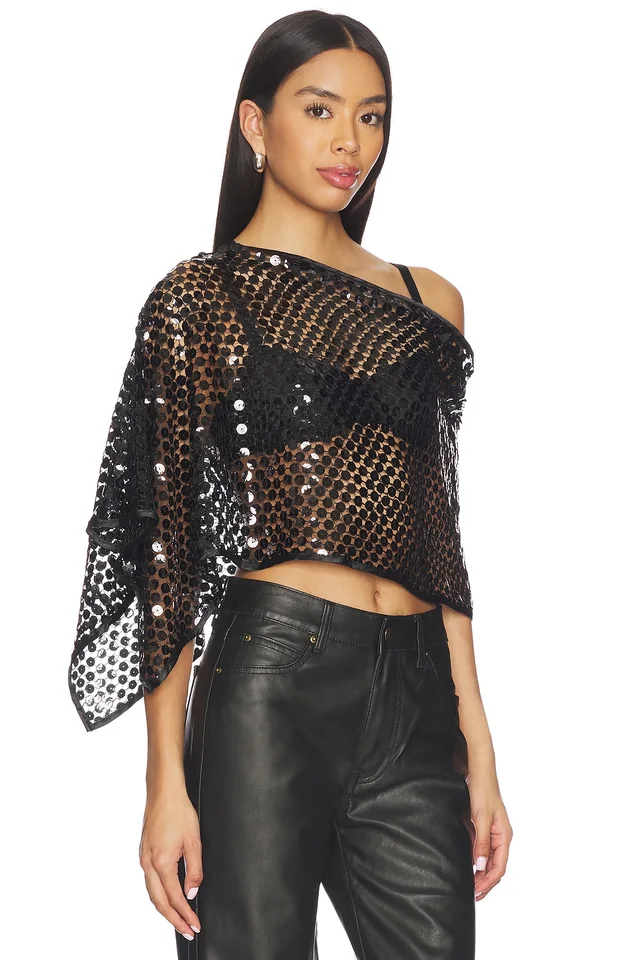 Jaded London Sequin Cape Top in Black, photo 2 of 6 from REVOLVE (Canada)