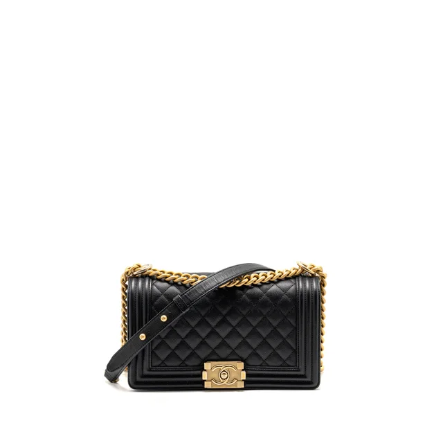 Chanel Medium Boy Bag Caviar Black GHW in Black Caviar leather from EMIER