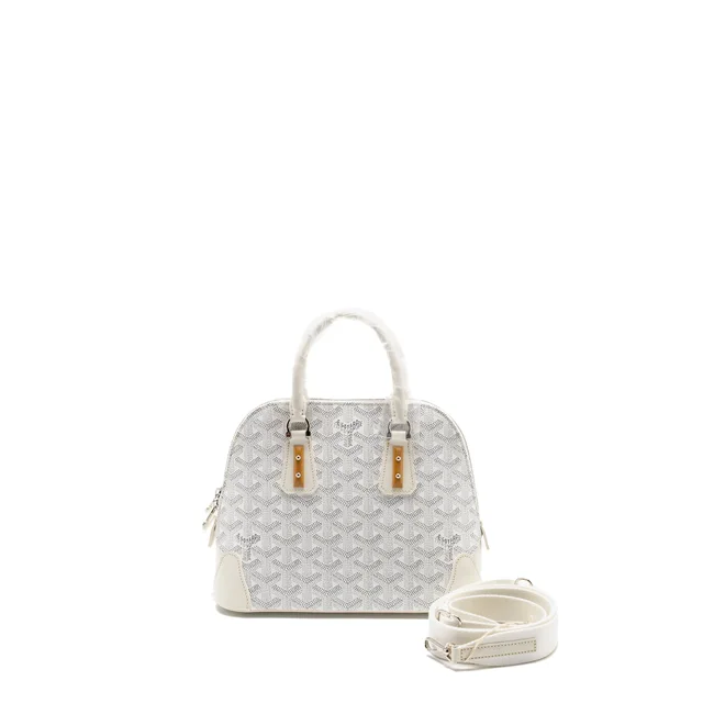 Goyard Mini Vendome Mini Bag Goyardine Canvas/ Calfskin White SHW in White Calfskin from EMIER