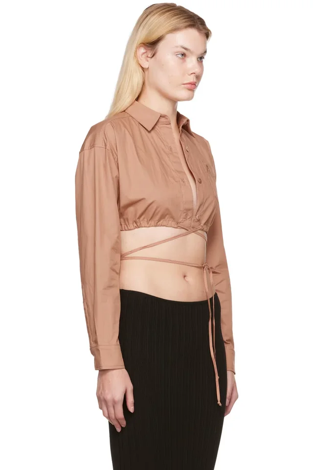 ANDREĀDAMO Pink Drawstring Shirt, photo 2 of 4 from SSENSE