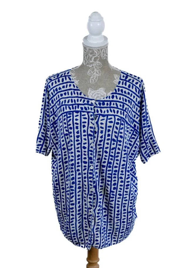 Escada Silk Mix Cardigan Blue and White Size: S in White Linen from Oxfam Online Shop