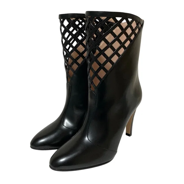 Gucci Mesh Leather Boots Black in Black Leather from The Reluxe