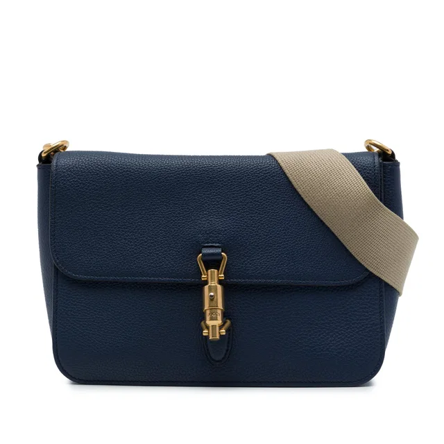 Blue Gucci Calfskin Soft Jackie Convertible Crossbody in Blue Calfskin from Designer Revival, photo 1 of 1