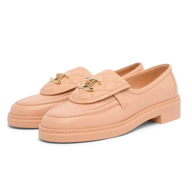 Chanel CC Turnlock Loafers 36 in Beige Lambskin from Blue Spinach