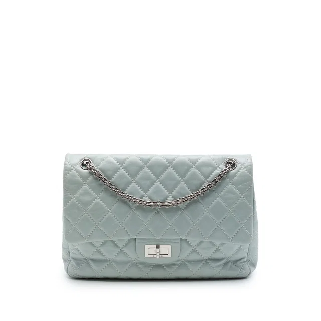 Grey Chanel Quilted Aged Calfskin Reissue 2.55 Double Flap 227 Shoulder Bag in Grey Calfskin from Designer Revival