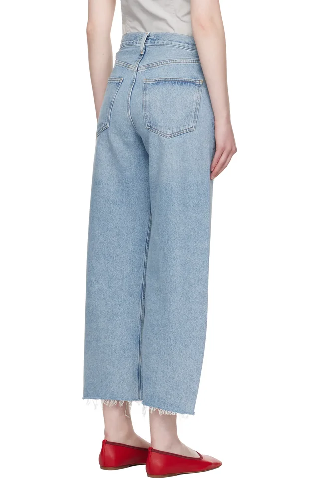 AGOLDE Blue Low Curve Fray Jeans, photo 3 of 4 from SSENSE