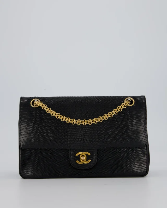 Chanel Vintage Medium Classic Flap Bag in Black Lizard from Sellier, photo 3 of 20