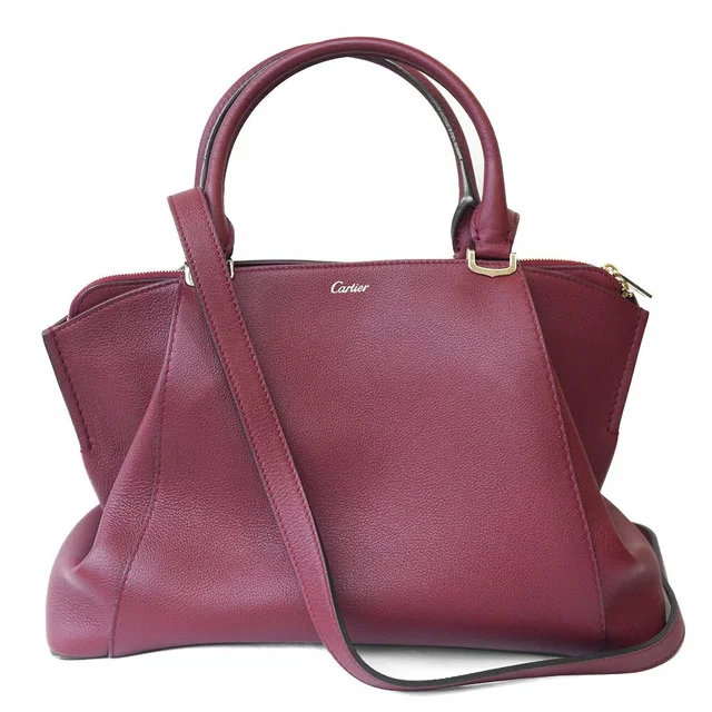 Cartier Shoulder Bag Gold Bordeaux in Burgundy Leather from The Reluxe