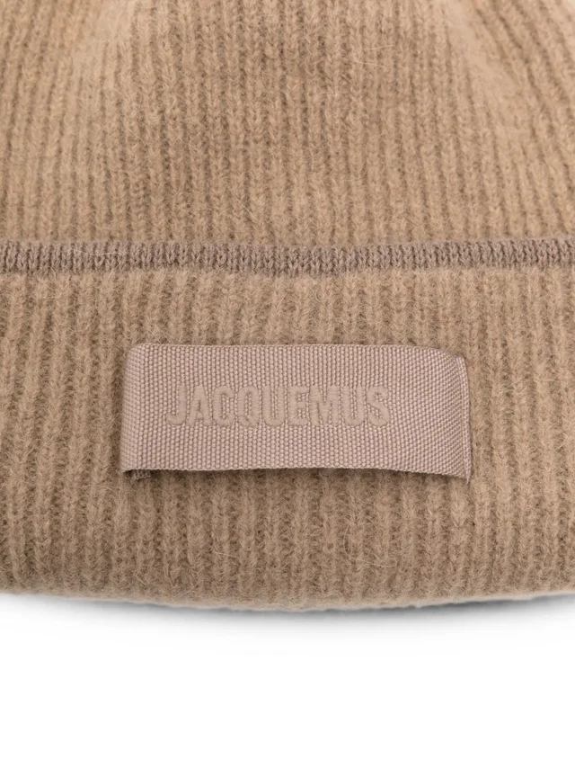 Jacquemus logo-patch ribbed-knit beanie hat, photo 3 of 3 from SENSER