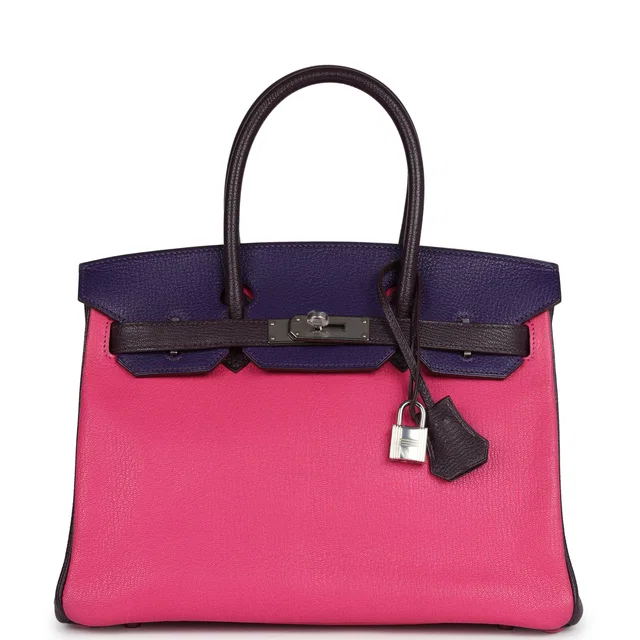 Hermès Special Order (HSS) Birkin 30 Tri-color Rose Shocking in Pink Goatskin from Madison Avenue Couture