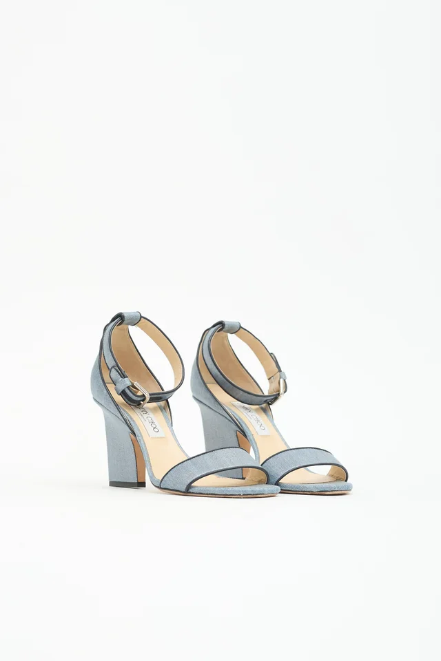 Jimmy Choo Coated Denim Edina Sandal in Denim from VSP Consignment, photo 2 of 2