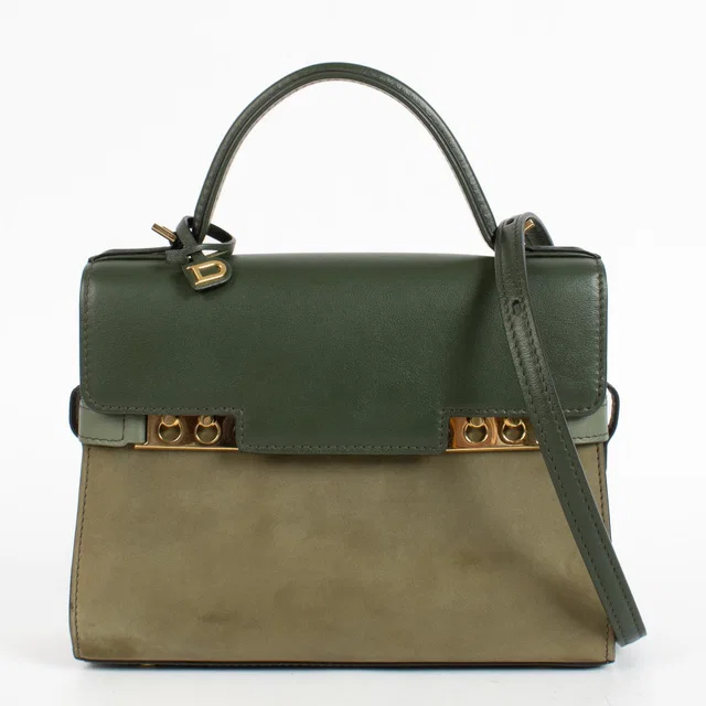Delvaux Kaki Calf Velours/Calf Souple Tempête Mini Bag in Suede from Labellov