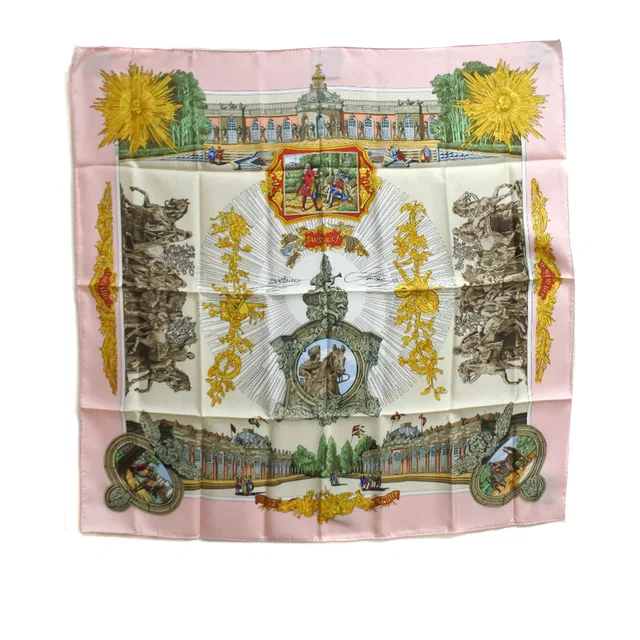 Pink Hermès Sanssoucy Silk Scarf 90 Scarves in Pink Silk from Designer Revival
