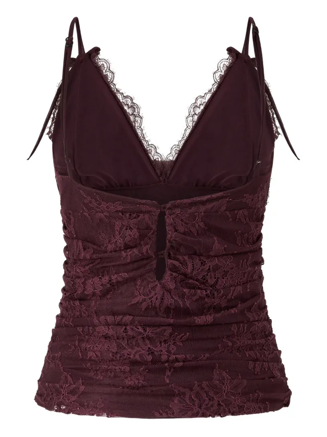 PINKO lace-overlay ruched tank top, photo 2 of 2 from FARFETCH