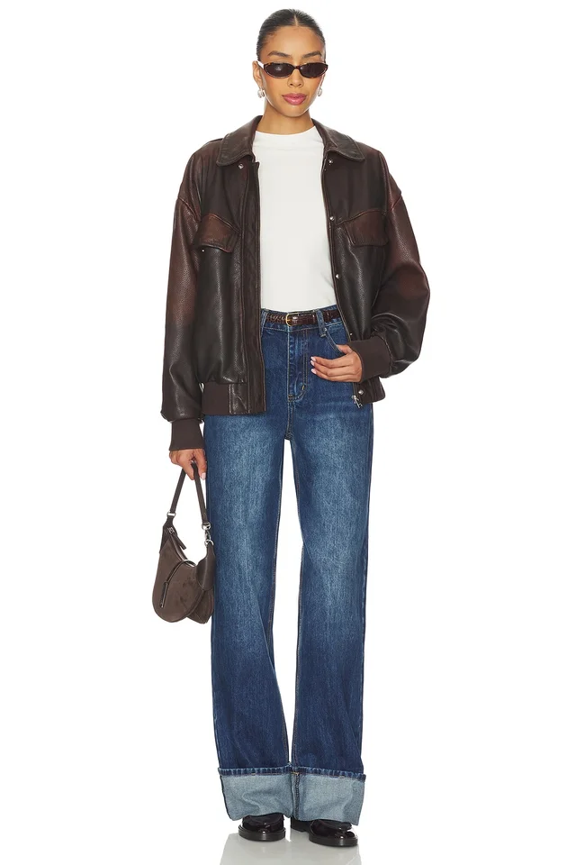 superdown Lulu Cuffed Jean in Dark Wash Blue, photo 5 of 6 from REVOLVE (Canada)