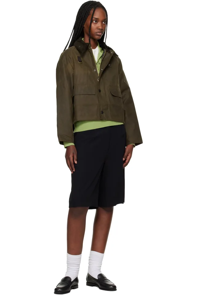 Barbour Khaki Spey Slim Waxed Jacket, photo 4 of 4 from SSENSE