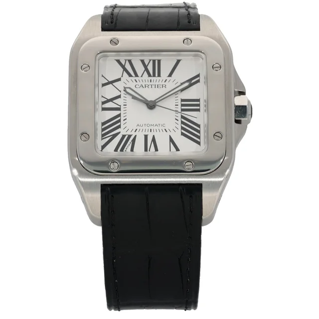 Cartier Santos 100 W20073X8 38mm Stainless Steel Watch in Leather from H&T