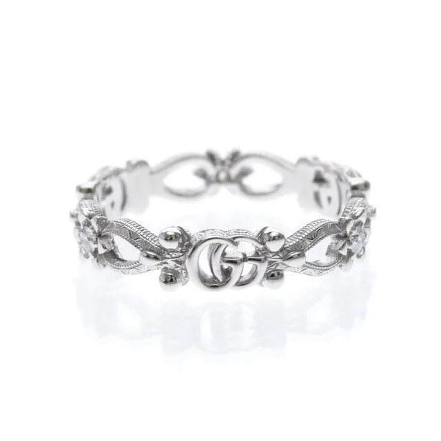 Gucci Flora Diamond Ring White Gold (18K) Fashion Diamond Band Ring Silver in Silver White gold (18K) from Elady