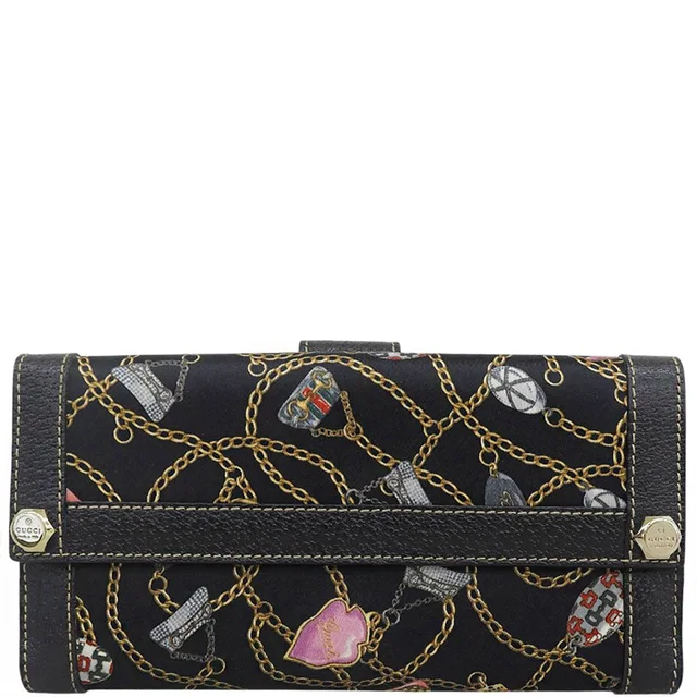 Gucci Icon Charm Long Wallet Black in Black Satin from VINTAGE QOO TOKYO