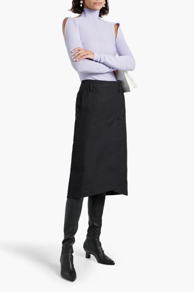 Tibi Wrap-Effect Cotton Skirt in Black, photo 2 of 4 from THE OUTNET