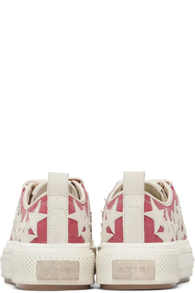 AMIRI Red Distressed Stars Court Low Sneakers, photo 2 of 5 from SSENSE
