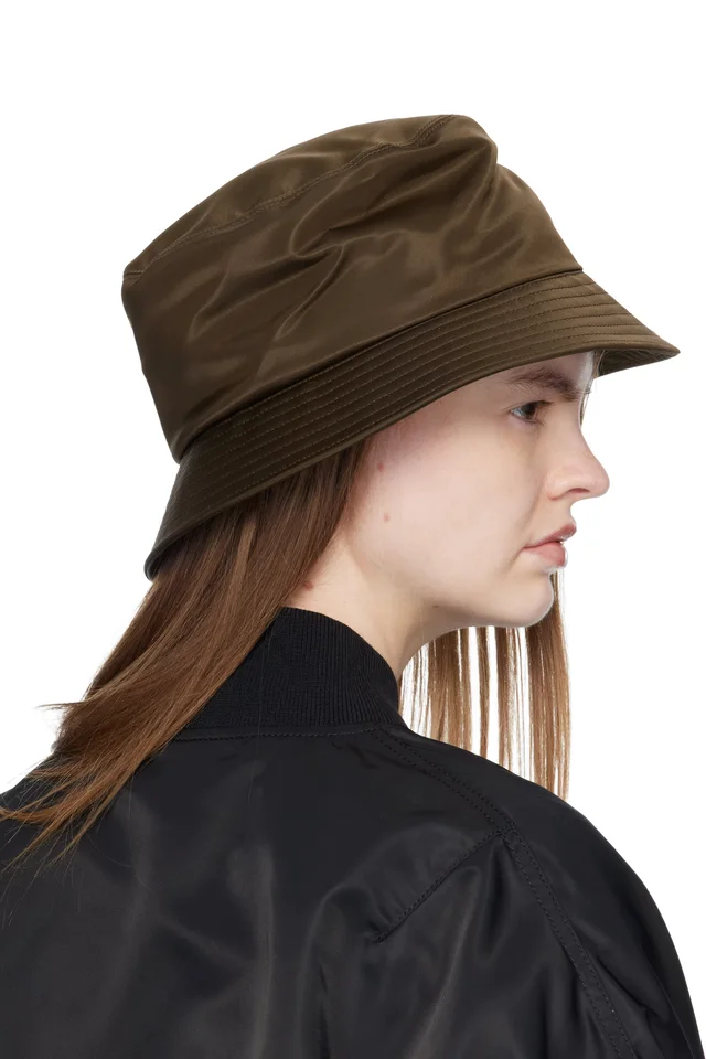 sacai Brown Single Brim Pocket Bucket Hat, photo 3 of 3 from SSENSE